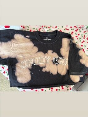 NWOT Daddy Gang Bleached Black Crop Tee